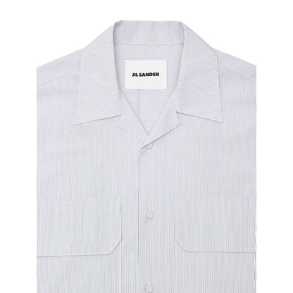 Jil Sander Blaues Baumwoll-Kurzarmhemd