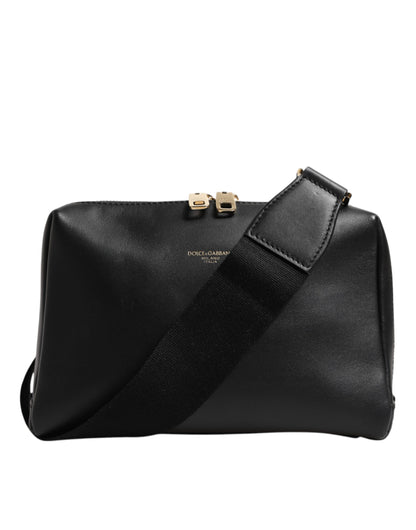 Dolce & Gabbana Schwarze mediterrane Lederschulter-Umhängetasche