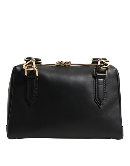 Dolce & Gabbana Schwarze mediterrane Lederschulter-Umhängetasche
