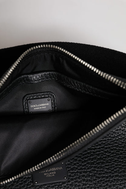 Dolce & Gabbana Schwarze Leder Gürteltasche mit Logoprägung