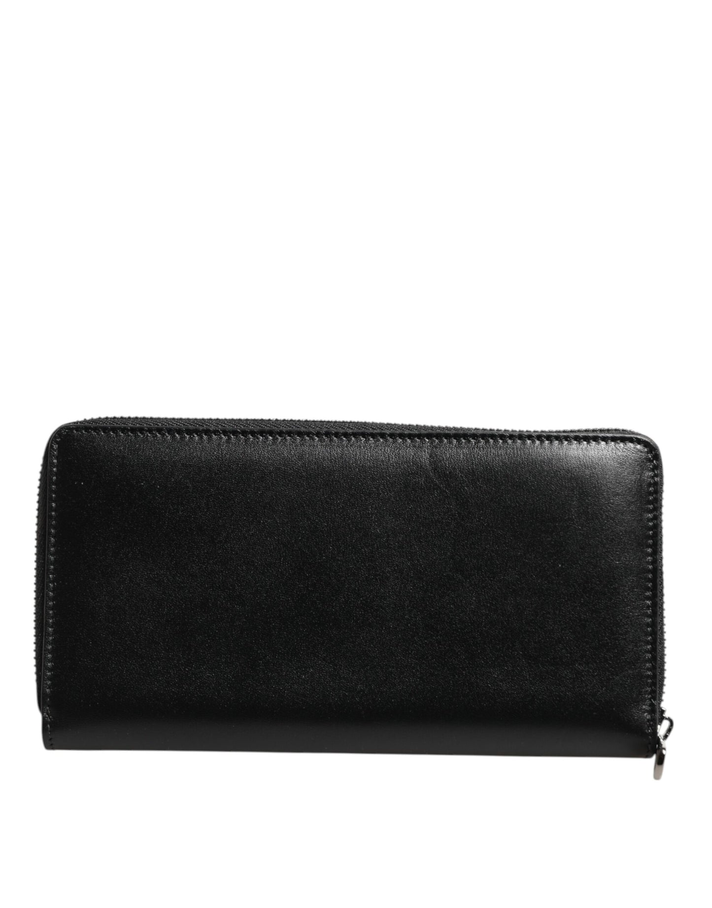 Dolce & Gabbana Schwarzes Leder Logo-Plakette Zip Around Continental Brieftasche