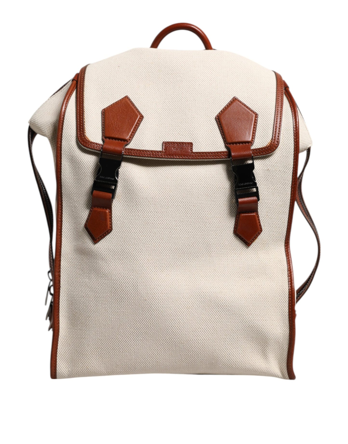 Dolce & Gabbana Beige Braun Segeltuch Leder EDGE Reise Männer Rucksack Tasche