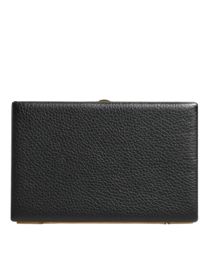Dolce & Gabbana Schwarz Leder Gold Rahmen Kupplung Abend Party Handtasche
