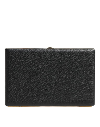 Dolce & Gabbana Schwarz Leder Gold Rahmen Kupplung Abend Party Handtasche