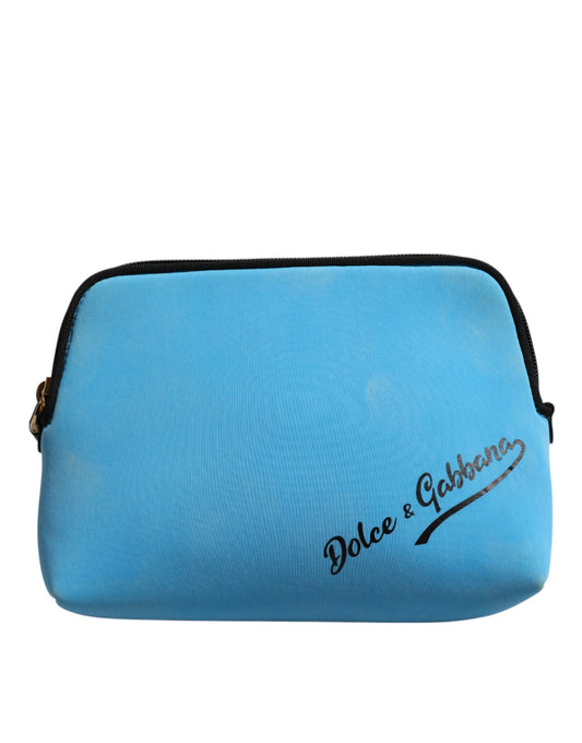 Dolce & Gabbana Blaue Nylon DG Logo Print Clutch Zip Pouch Tasche