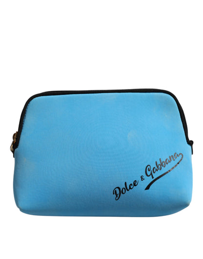 Dolce & Gabbana Blaue Nylon DG Logo Print Clutch Zip Pouch Tasche