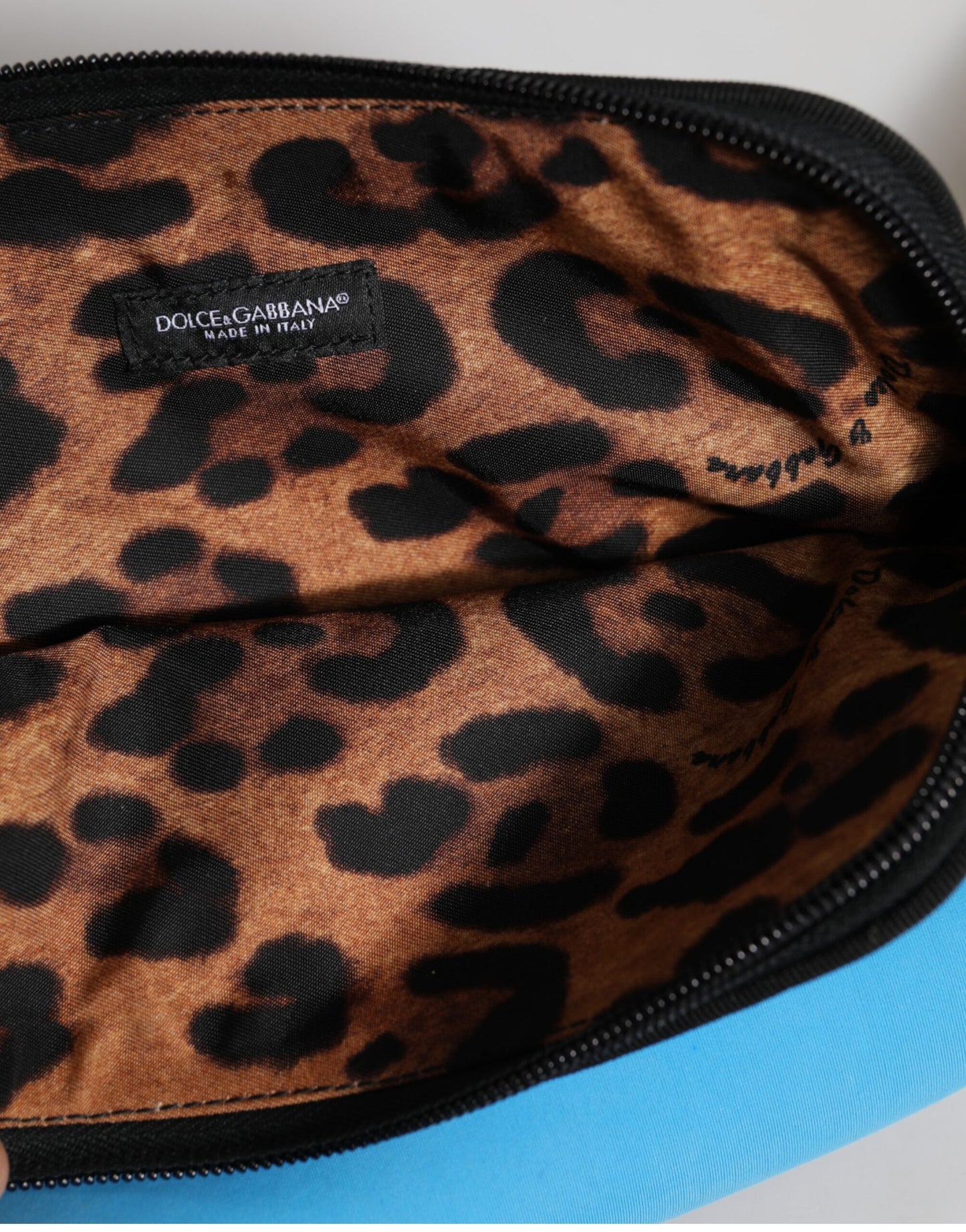 Dolce & Gabbana Blaue Nylon DG Logo Print Clutch Zip Pouch Tasche