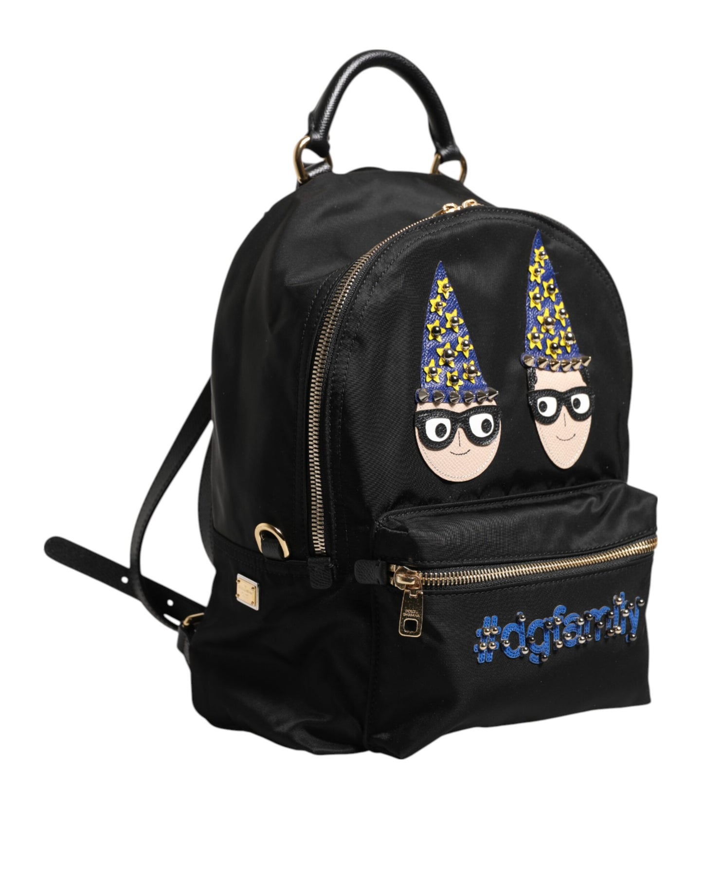 Dolce & Gabbana Schwarzes Nylon #DGFAMILY VULCANO verschönerte Rucksacktasche