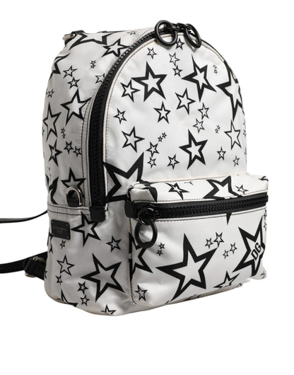 Dolce & Gabbana Weiße DG Sterne Druck Nylon Reise Rucksack Tasche