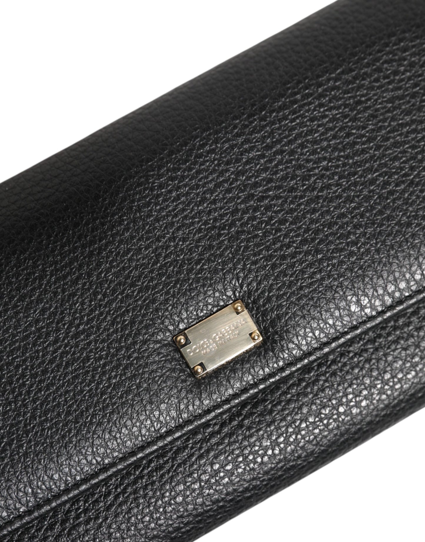 Dolce & Gabbana Schwarzes Leder Logo Plaque Kartenhalter Trifold Wallet