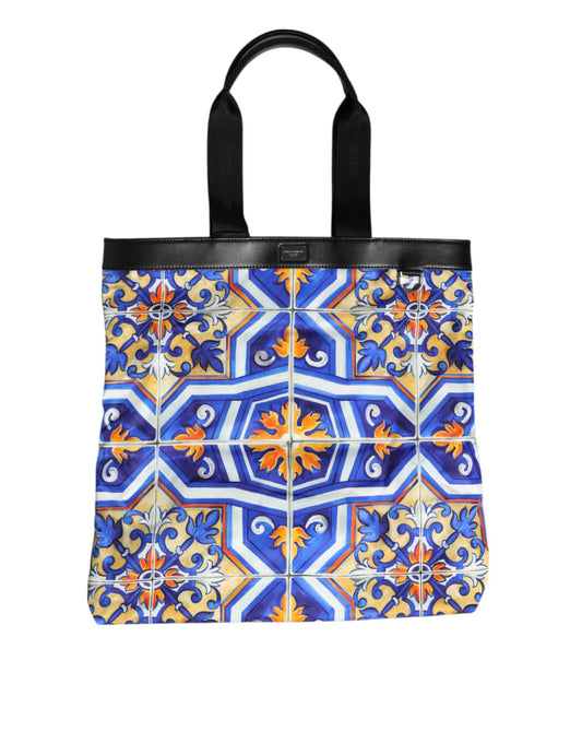 Dolce & Gabbana Multicolor Maiolica Print Tote Schulterriemen Tasche