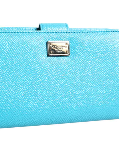 Dolce & Gabbana Hellblaue Leder Bifold Continental Clutch Geldbörse