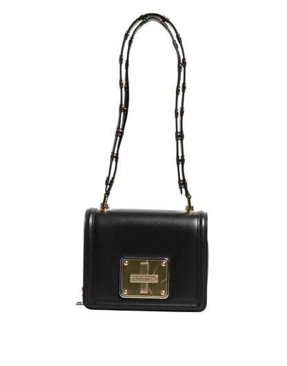 Dolce & Gabbana Schwarze Joy Therapy Lola Umhängetasche aus Leder mit Nieten