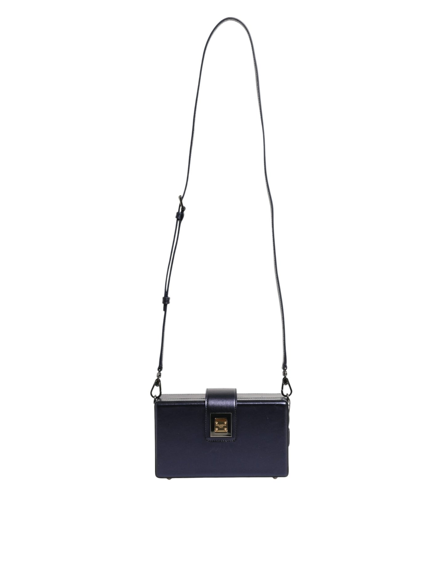 Dolce & Gabbana Blaue DG BOX Lammfell Leder Crossbody Strap Tasche
