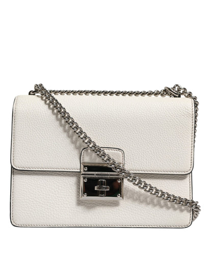 Dolce & Gabbana Weiße Rosalia Kleine Tasche mit Kettenschulterriemen aus Kalbsleder