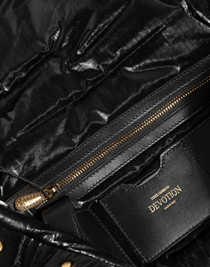 Dolce & Gabbana Schwarz gesteppte Nylon Devotion Satchel Tasche mit Kettenriemen