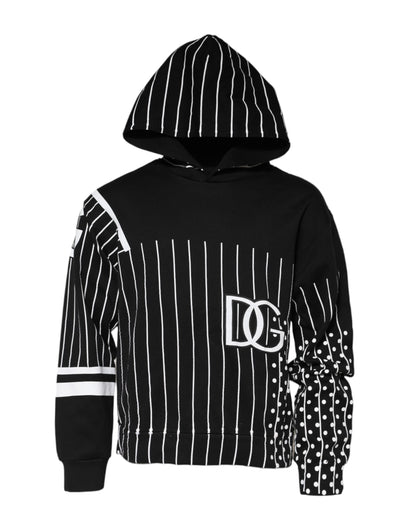 Dolce & Gabbana Schwarzes Streifen Kapuzen-Sweatshirt für Männer Pullover