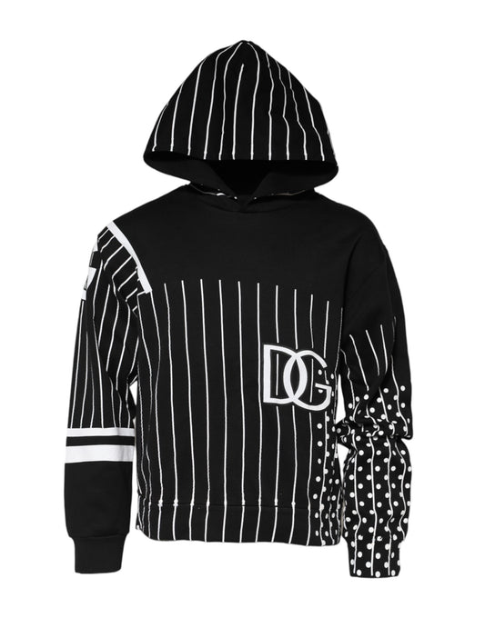 Dolce & Gabbana Schwarzes Streifen Kapuzen-Sweatshirt für Männer Pullover