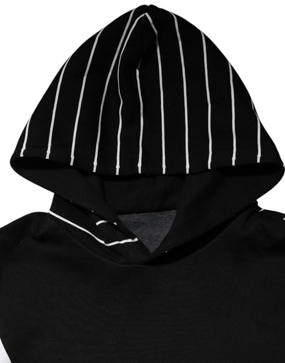 Dolce & Gabbana Schwarzes Streifen Kapuzen-Sweatshirt für Männer Pullover