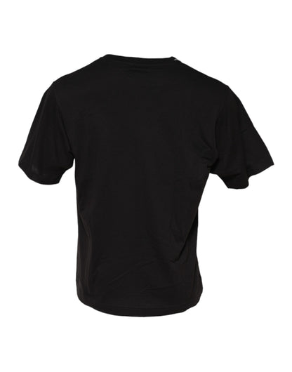 Dolce & Gabbana Schwarzes minimalistisches T-Shirt mit Rundhalsausschnitt aus Baumwolle