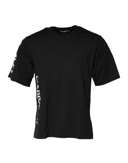 Dolce & Gabbana Schwarzes Logo Print Baumwolle Männer T-Shirt mit Rundhalsausschnitt
