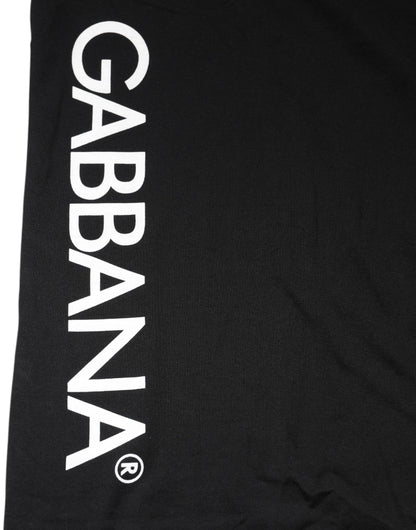 Dolce & Gabbana Schwarzes Logo Print Baumwolle Männer T-Shirt mit Rundhalsausschnitt