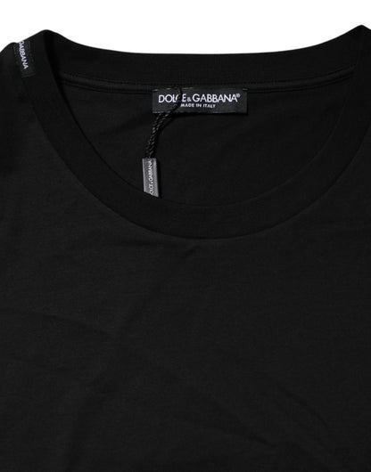 Dolce & Gabbana Schwarzes Baumwoll-T-Shirt mit Rundhalsausschnitt und kurzen Ärmeln