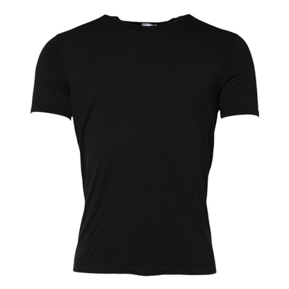 Dolce & Gabbana Schwarzes Modal Herren Unterwäsche T-Shirt mit Rundhalsausschnitt