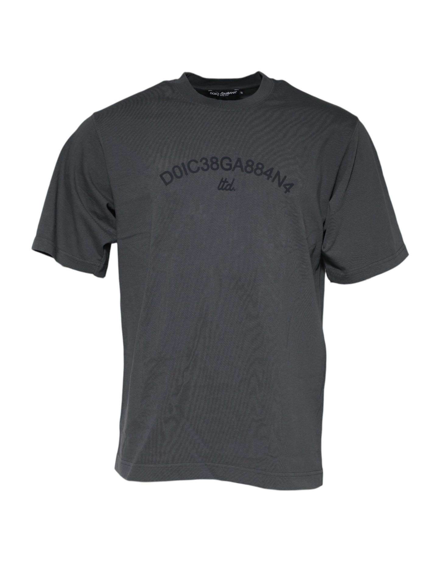 Dolce & Gabbana Graues Logo-Grafik-T-Shirt mit Rundhalsausschnitt aus Baumwolle