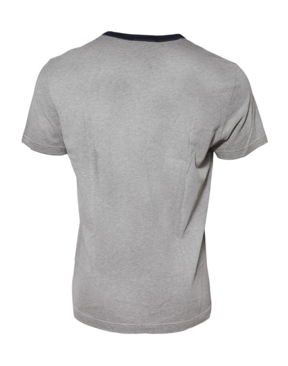 Dolce & Gabbana Graues DG-Grafikdruck-T-Shirt aus Baumwolle mit Rundhalsausschnitt