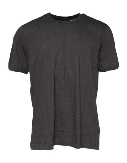 Dolce & Gabbana Dunkelgraues T-Shirt mit Rundhalsausschnitt und kurzen Ärmeln
