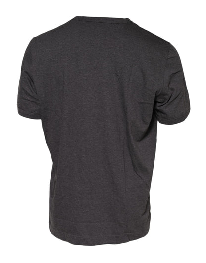 Dolce & Gabbana Dunkelgraues T-Shirt mit Rundhalsausschnitt und kurzen Ärmeln