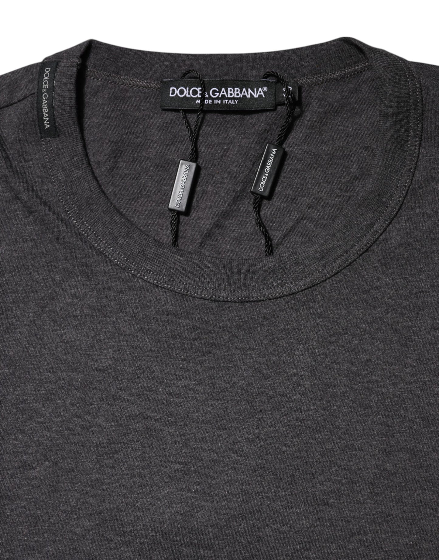 Dolce & Gabbana Dunkelgraues T-Shirt mit Rundhalsausschnitt und kurzen Ärmeln