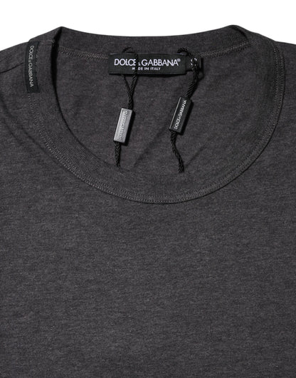 Dolce & Gabbana Dunkelgraues T-Shirt mit Rundhalsausschnitt und kurzen Ärmeln
