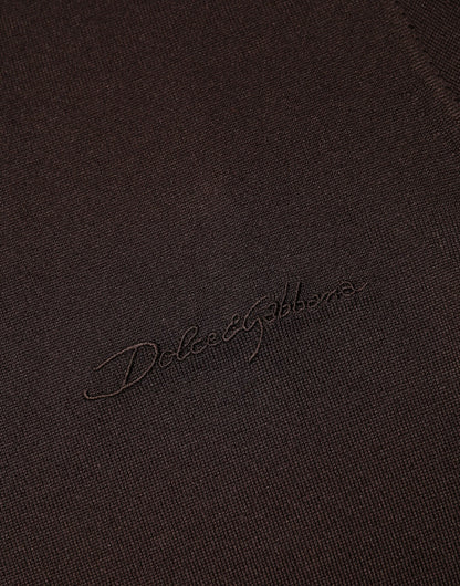 Dolce & Gabbana Braunes Seiden-T-Shirt mit Rundhalsausschnitt und kurzen Ärmeln