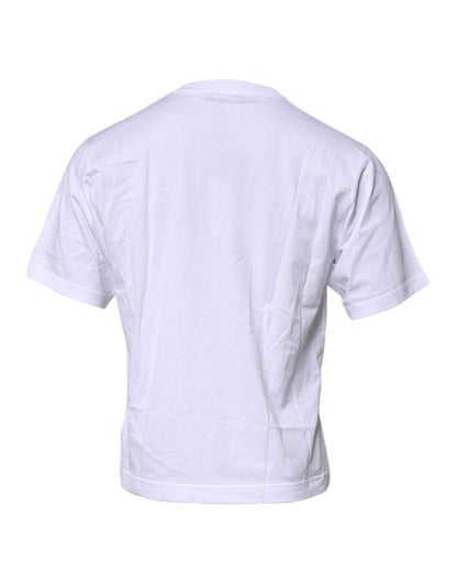 Dolce & Gabbana Weißes Logo T-Shirt mit Rundhalsausschnitt und kurzen Ärmeln