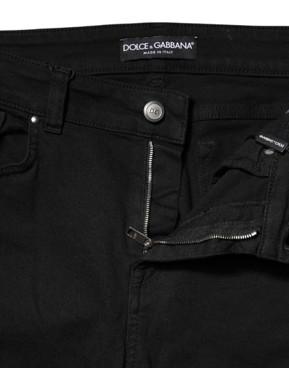 Dolce & Gabbana Schwarze Skinny Denim-Jeans aus Baumwolle mit mittlerer Taille