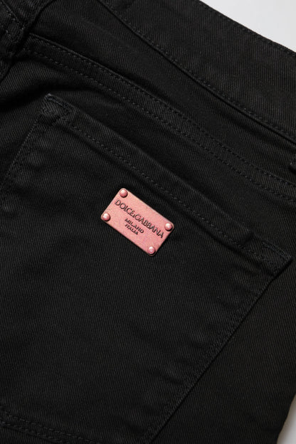 Dolce & Gabbana Schwarze Skinny Denim-Jeans aus Baumwolle mit mittlerer Taille