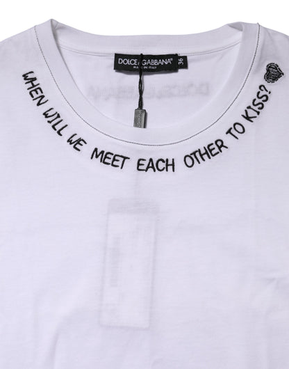 Dolce & Gabbana Weißes ärmelloses bedrucktes Tank-T-Shirt aus Baumwolle