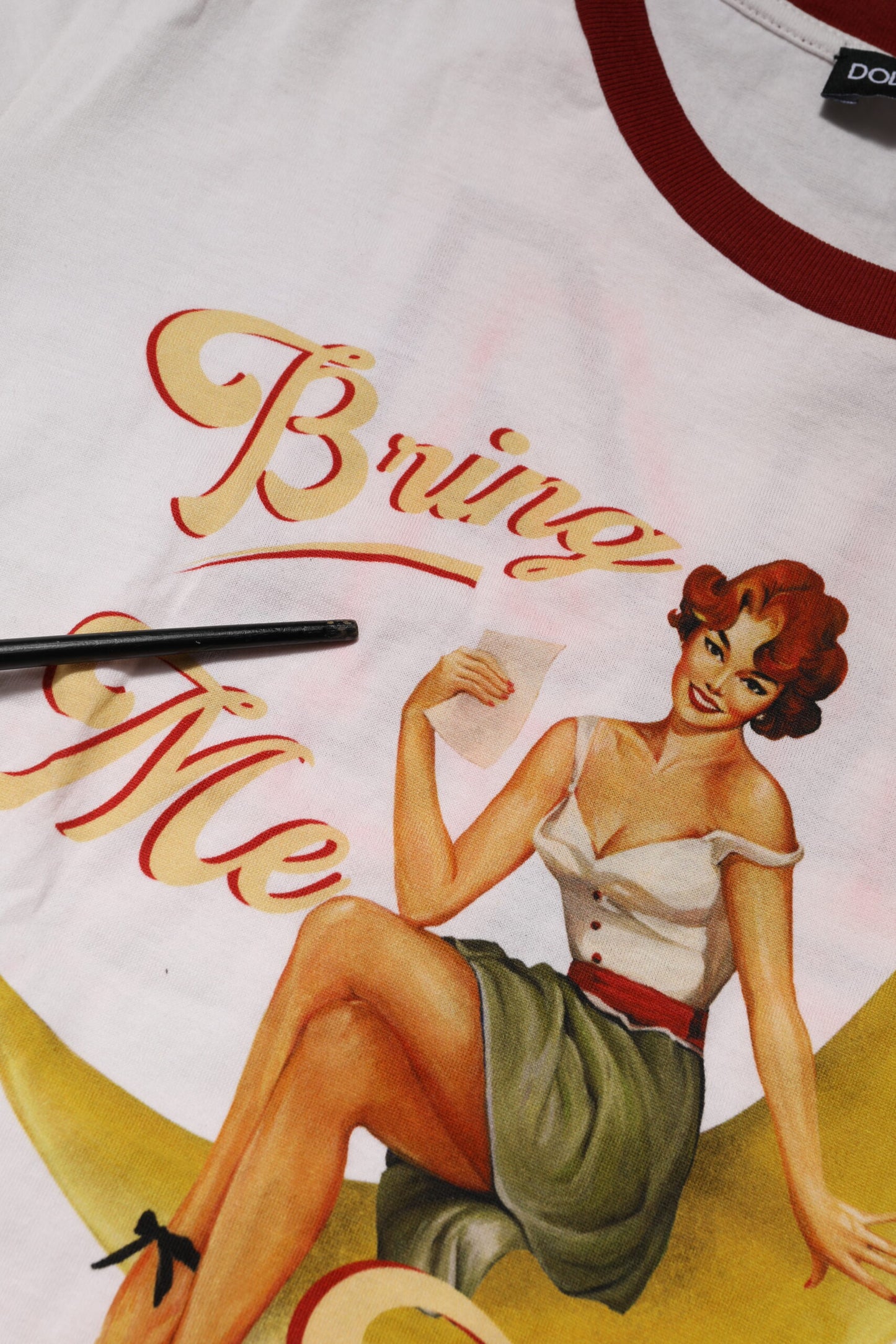 Dolce & Gabbana Weißes Bring Me To The Moon Pin Up T-shirt Top