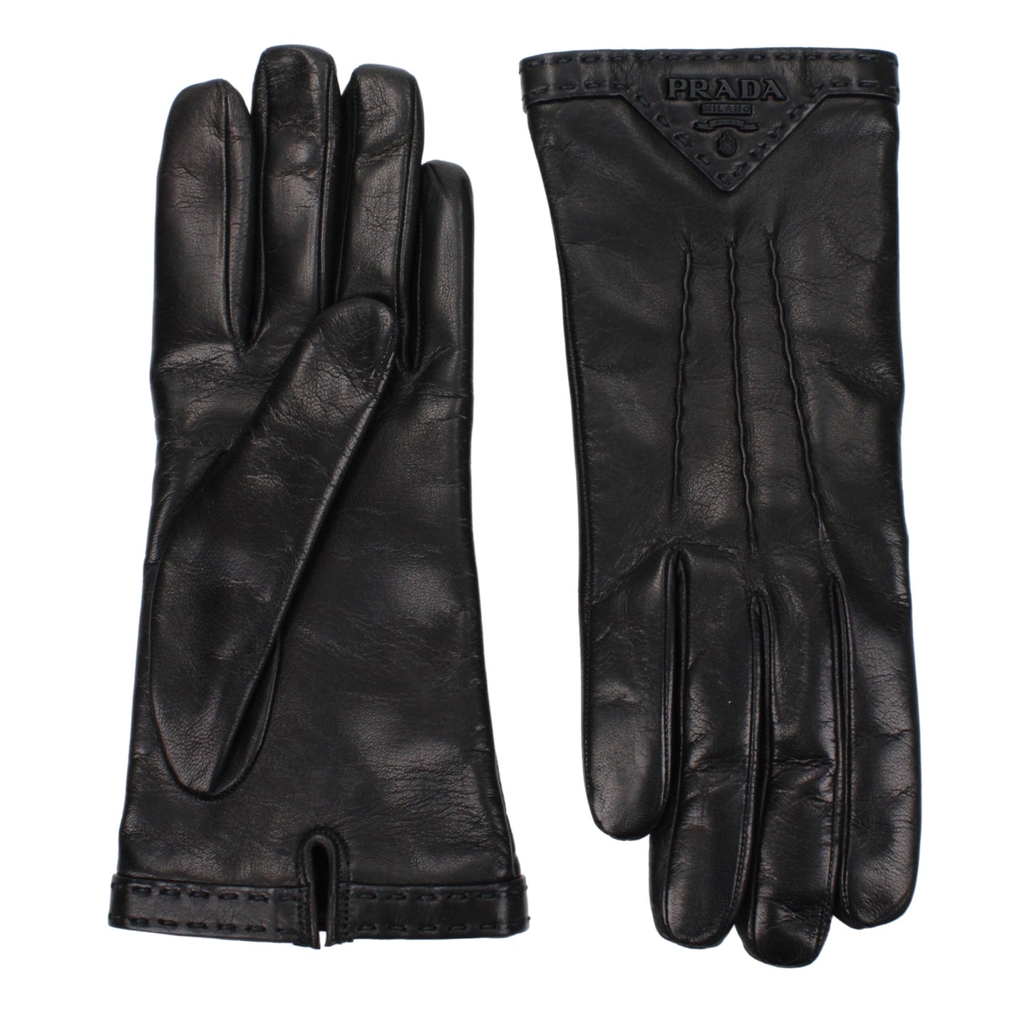 Prada Schwarze Lederhandschuhe