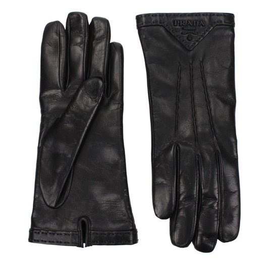 Prada Schwarze Lederhandschuhe