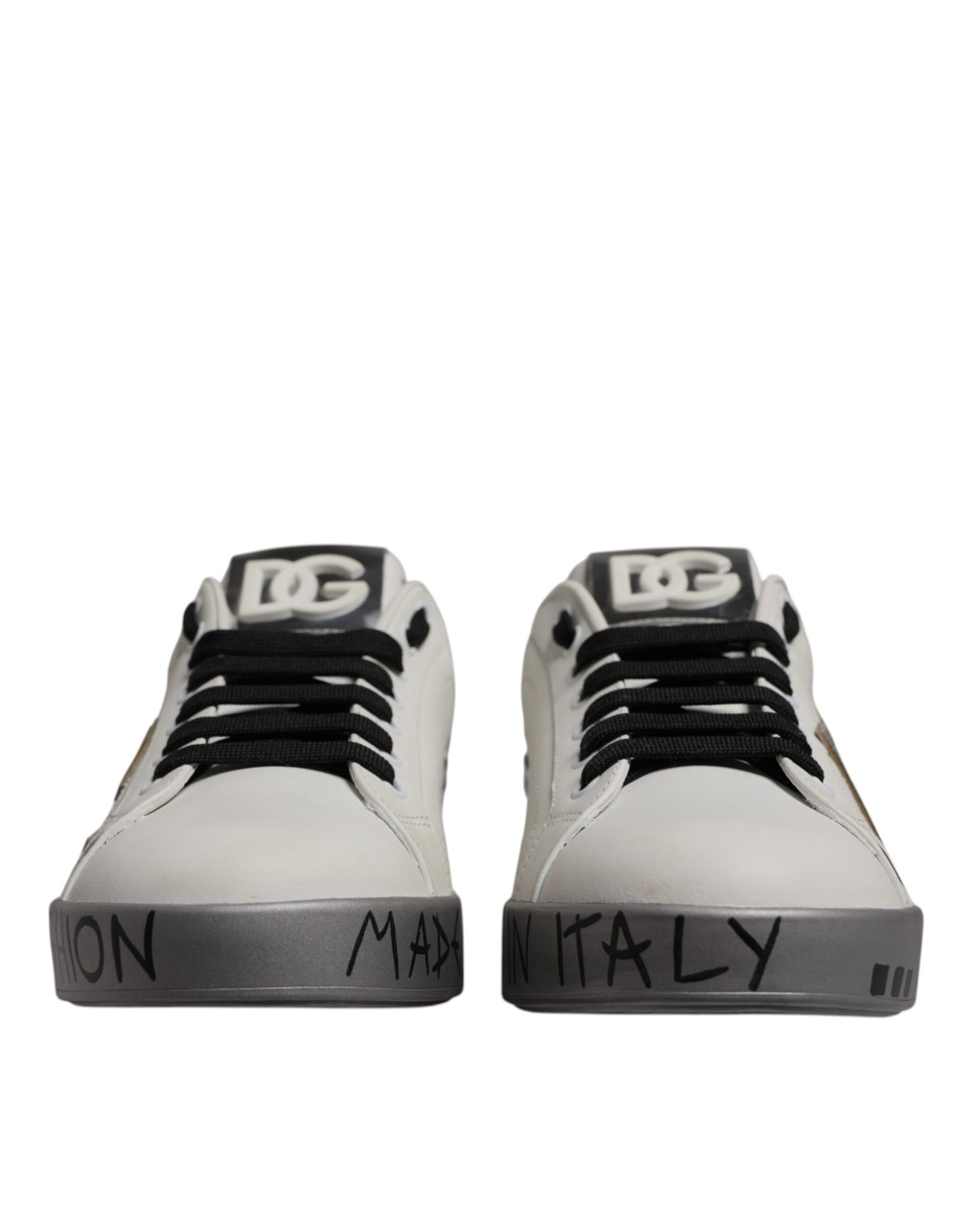 Dolce & Gabbana Weiß Crystal Logo Portofino Turnschuhe Schuhe