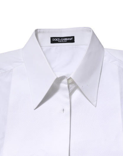 Dolce & Gabbana Weißes Baumwollhemd mit Kragen und langen Ärmeln