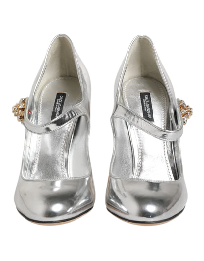 Dolce & Gabbana Silber Kronleuchter gemeißelt Ferse Mary Jane Pumpe Schuhe