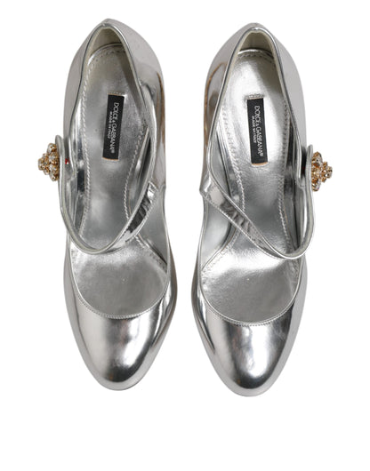 Dolce & Gabbana Silber Kronleuchter gemeißelt Ferse Mary Jane Pumpe Schuhe