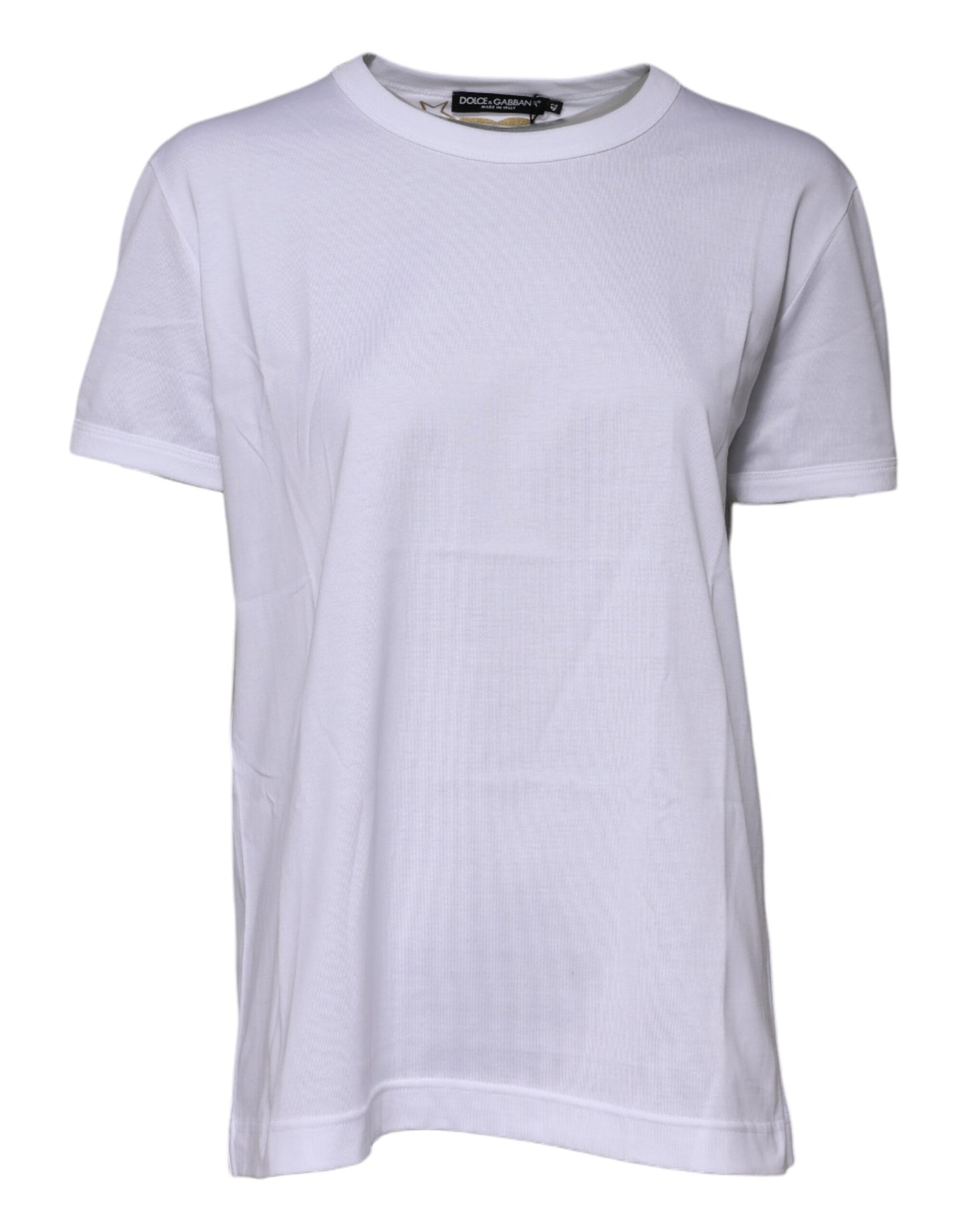 Dolce & Gabbana Weißes T-Shirt mit Rundhalsausschnitt aus Baumwolle Goodluck 2022