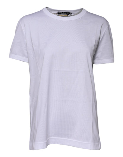Dolce & Gabbana Weißes T-Shirt mit Rundhalsausschnitt aus Baumwolle Goodluck 2022