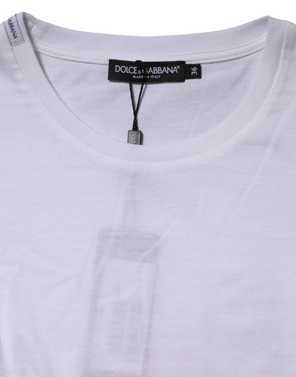 Dolce & Gabbana Weißes Baumwoll-T-Shirt mit Rundhalsausschnitt und kurzen Ärmeln
