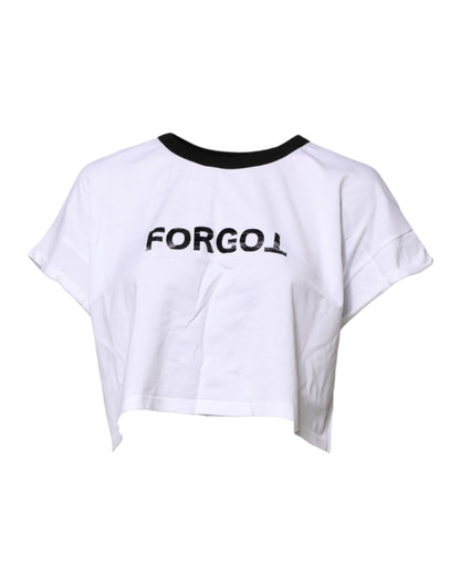 Dolce & Gabbana Weißes Baumwoll-T-Shirt mit Rundhalsausschnitt und Cropped Top